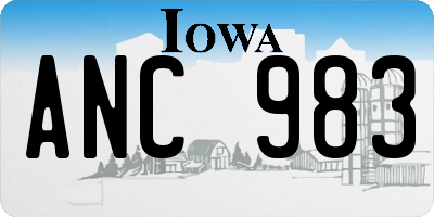 IA license plate ANC983