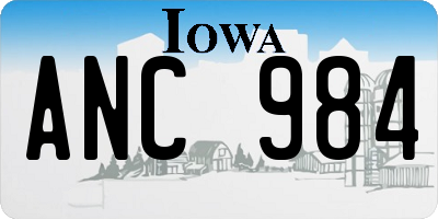 IA license plate ANC984