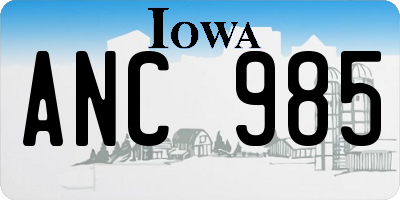 IA license plate ANC985