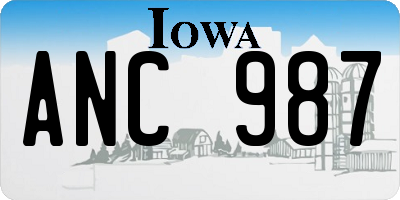 IA license plate ANC987
