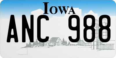 IA license plate ANC988