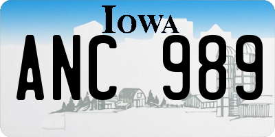 IA license plate ANC989