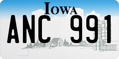 IA license plate ANC991