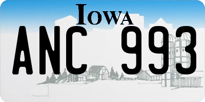 IA license plate ANC993