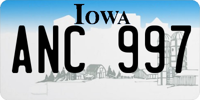 IA license plate ANC997