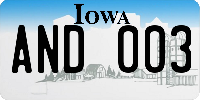 IA license plate AND003