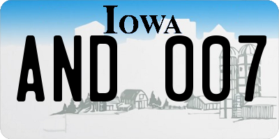 IA license plate AND007