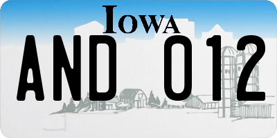 IA license plate AND012