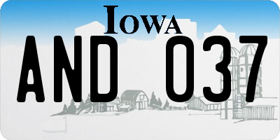 IA license plate AND037