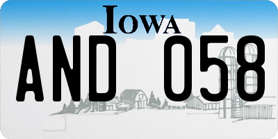 IA license plate AND058