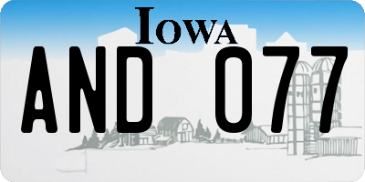 IA license plate AND077