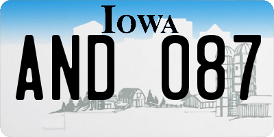 IA license plate AND087