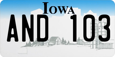 IA license plate AND103