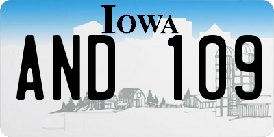 IA license plate AND109