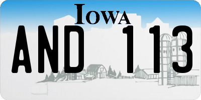 IA license plate AND113