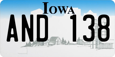 IA license plate AND138