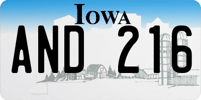 IA license plate AND216