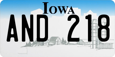 IA license plate AND218