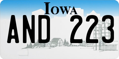 IA license plate AND223