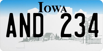 IA license plate AND234