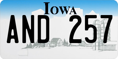 IA license plate AND257