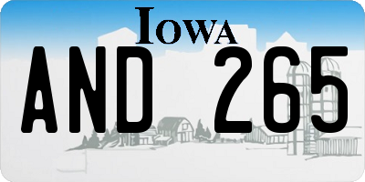 IA license plate AND265