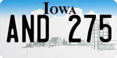 IA license plate AND275