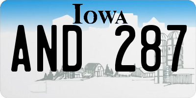IA license plate AND287