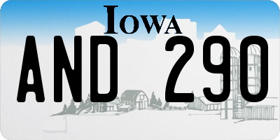 IA license plate AND290