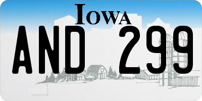 IA license plate AND299