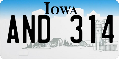 IA license plate AND314