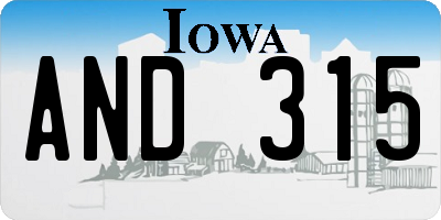 IA license plate AND315