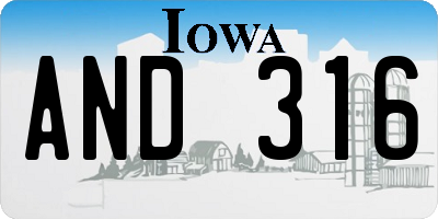 IA license plate AND316