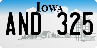 IA license plate AND325