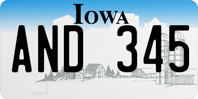 IA license plate AND345