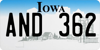 IA license plate AND362