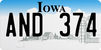 IA license plate AND374