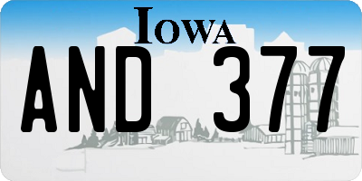 IA license plate AND377