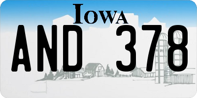 IA license plate AND378