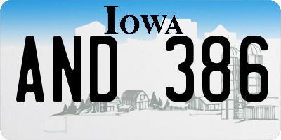 IA license plate AND386