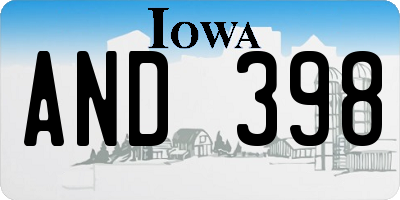 IA license plate AND398