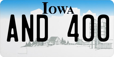 IA license plate AND400