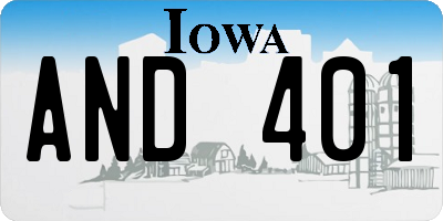 IA license plate AND401