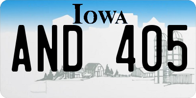 IA license plate AND405