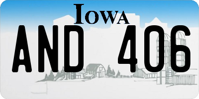 IA license plate AND406