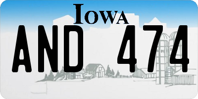 IA license plate AND474