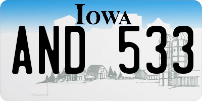 IA license plate AND533