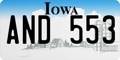 IA license plate AND553