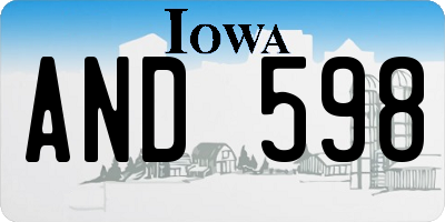 IA license plate AND598