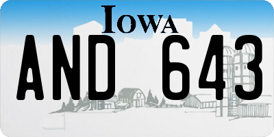 IA license plate AND643
